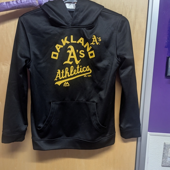 Childerens Majestic Oakland As Black Hoodie - Picture 1 of 4